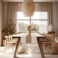 Corredor De Mesa Boho Otoño Hecho De Algodón Con Borlas Decoración Macramé Para Sala De Estar Ropa De Mesa De Granja - details 6