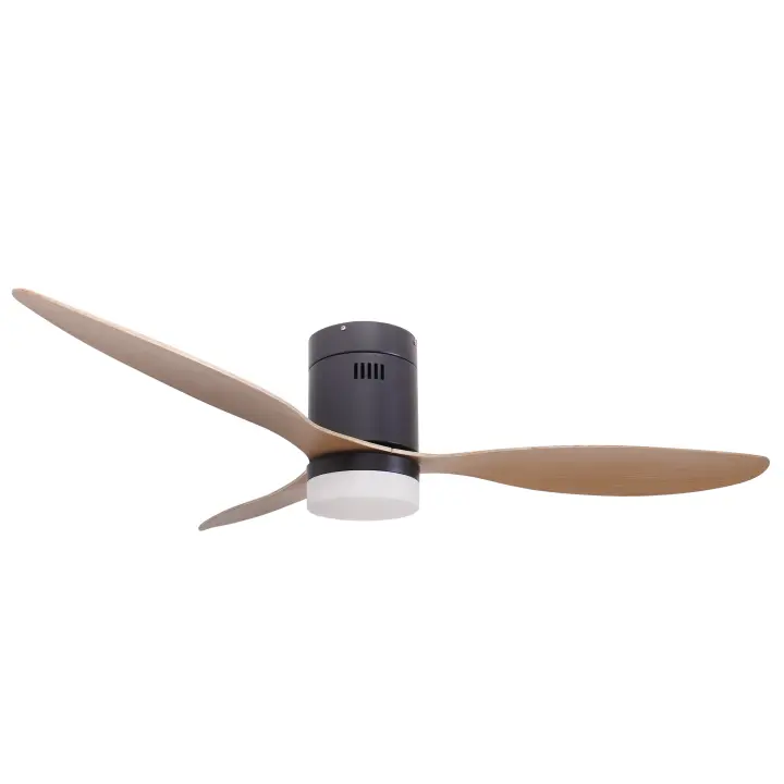 Ventilador de techo negro Jocca con 3 elegantes aspas con acabados de madera, 6 velocidades a seleccionar con giro inverso, una moderna lámpara integrada con 3 intensidades de luz, temporizador, mando a distancia y 40W de potencia - 1