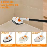 Cepillo De Limpieza Para Azulejos 3 En 1 Con Mango Largo Escobilla De Limpieza De Baño Retráctil Rotativa De 180° Con Esponja Y Microfibra Para Limpieza De Piso Y Ventanas - details 10