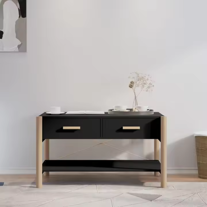 vidaXL Mesa de centro madera contrachapada negro 82x48x45 cm - 1