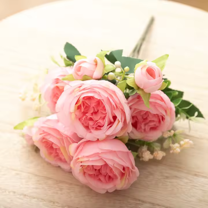Bouquet De Flores Artificiales De Seda Peony 30cm Blanco Para Decoración De Hogar Navidad Boda Oficina Fiesta DIY - 1