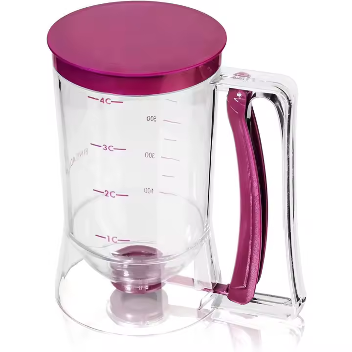 Dispensador de masa Manual de 900 ml, dispensador de panqueques para Panaderos Caseros, perfecto para cupcakes, panqueques y gofers, herramienta esencial para hornear en la cocina [púrpura] - 1