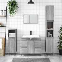 vidaXL Mueble de baño madera de ingeniería 80x33x60 cm en color Roble Sonoma/Madera antigua/Blanco y más | almacenamiento funcional diseño moderno para baño dormitorio sala - details 8