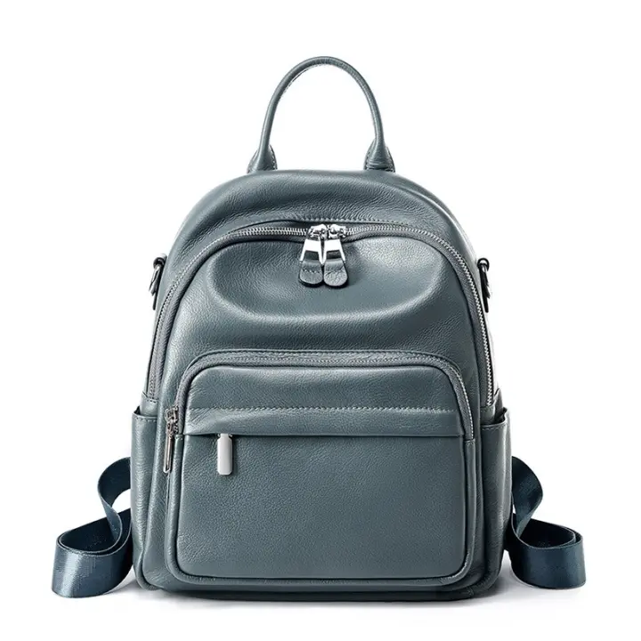 Mochila De Cuero Genuino Zency Para Mujer Capacidad Grande Cierre De Cremallera Estilo Casual Para Viajes Y Uso Diario - 1