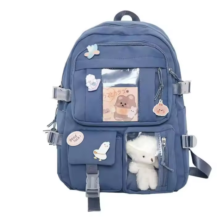 Mochila Para Mujer Impermeable De Nylon Con Múltiples Bolsillos Estilo Kawaii Para Estudiantes Con Capacidad Para Portátil Y Libros - 1