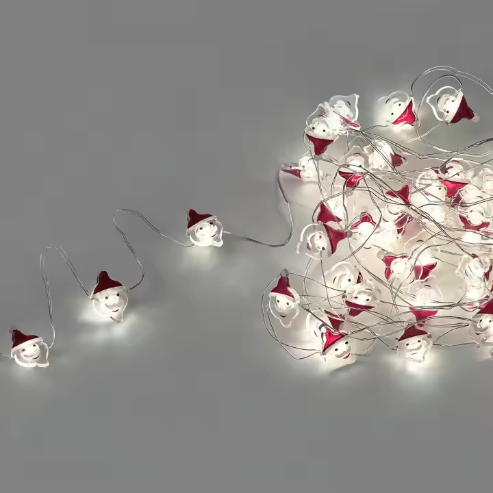 SANCO STORE - MAURER Guirnalda Luces Navidad A Pilas 50 Leds Papa Noel. Luz Fria Uso Interno IP20 - 1