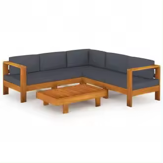 VIDAXL 3057954 juego de 6 muebles para exterior de madera maciza de acacia con acabado al aceite vida xl - 1