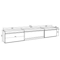 Skraut Home - Mueble para Televisión - Muebles de salón con dos puertas para almacenaje - 267x35x45 cm - Para TV gran formato - Chimenea eléctrica XXL led efecto fuego 3d - Colgado - Suspendido - Estilo Moderno - details 3