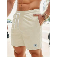 Nuevos Pantalones Cortos De Corduroy Para Hombre Verano Color Sólido Con Cordones Estilo Casual Cierre De Cordón Talla Media - details 9