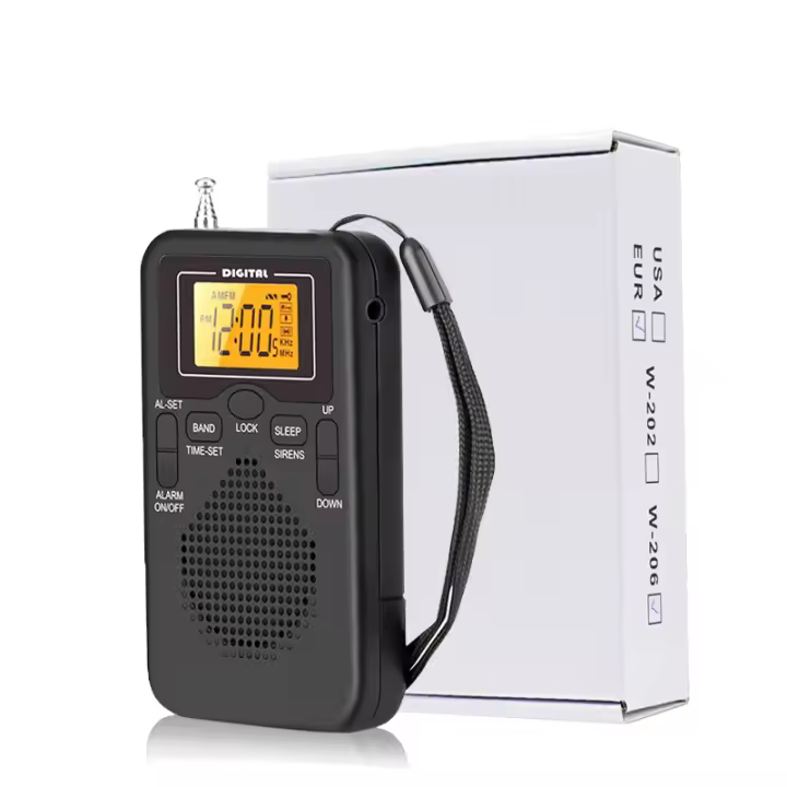 Reproductor De Radio FM/AM Portátil W-206 Con Batería De 2 AA Altavoz Estéreo Auriculares LCD Alarma Digital Indicador De Sueno De Manana - 1