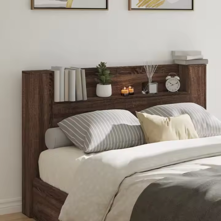 vidaXL Cabecero de cama con luz LED marrón roble 160x16,5x103,5 cm - 1