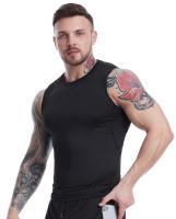 Camiseta De Compresión Para Hombre Vest Top De Gimnasio Y Running Deporte Sin Mangas Secado Rápido Estirable Capa Base Verano - details 2