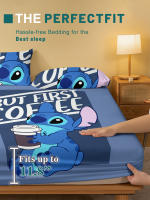 Sábana Ajustable Con Patrón De Stitch Cartoon Impreso Digitalmente Cobertor De Cama De Poliéster 100% Funda De Almohada No Incluida - details 3