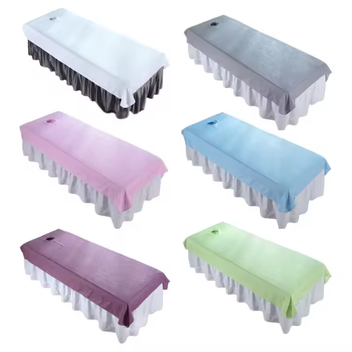 Sábanas De Belleza Para Salón De Cosméticos Y Masajes Tratamiento SPA Sábanas Suaves Para Mesa De Cama Con Agujero Material Poliéster/Celulosa Impresión De Plantas Para Adultos - 1