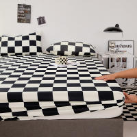 Sábana Ajustable Reina Talla Con Banda Elástica Cubierta De Mátress Negro Y Blanco Sábana De Alta Calidad Sábana Tat 40TC Plaid - details 6