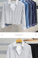 Camisa Hombre Verano 2024 Manga Larga Cuello En Pointe Estilo Slim Fit Rayada Negra Y Blanca Antideslizante No Hierro Resistente a Arrugas Para Negocios - details 11
