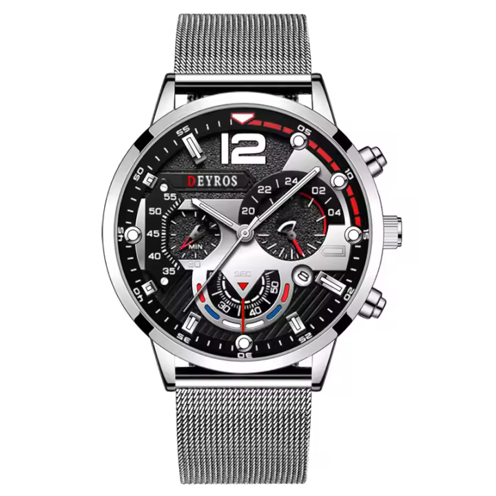 Reloj De Lujo Para Hombre En Malla Dorada Con Cuerda De Cuero Reloj De Cuarzo Negocios Reloj Luminoso Reloj Masculino Relogio Masculino - 1
