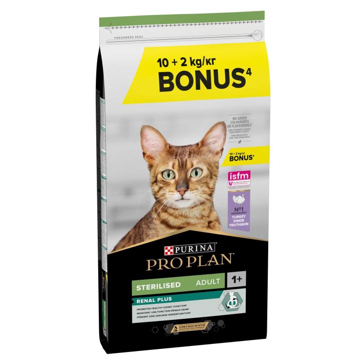 Purina Pro Plan Gato Sterilised Adult Renal Plus Pavo  Alimento para gatos castrados o esterilizados.