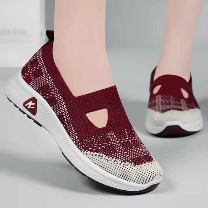 Zapatillas De Mujer Transpirables Y Suaves Para Verano Diseño Moda Suela De PVC Tacón Bajo Cómodo Zapatos Slip-On Fabricado Con Malla - 1