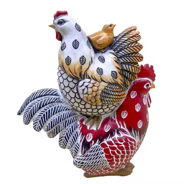 Signes Grimalt ORIGEN Home Decor Gallo Gallina Pollito Animales Figura de Gallina Rojo 16x14x7cm 33164 - 1