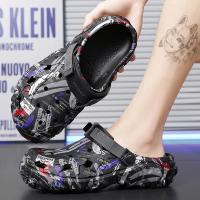 Sandalias Vacías Para Hombre Verano 2024 Antideslizantes Suaves Suela Bajo PVC Material Superior Zapatos De Playa Casuales - details 1