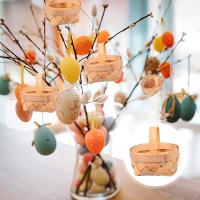 12 piezas Mini Cestas tejidas con asas Cestas de chips de madera en miniatura para favores de fiesta de boda Artesanía Casa de campo Jardín de hadas Adorno Decoración de casa de muñecas - details 0