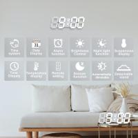 Reloj despertador digital LED 3D, Reloj de Mesa Pequeño, sin Sonido, función de Repetición, Brillo, regulable, Hora, 12/24 horas, fecha, temperatura, control remoto, Luz Nocturna, 24,7 cm - details 0