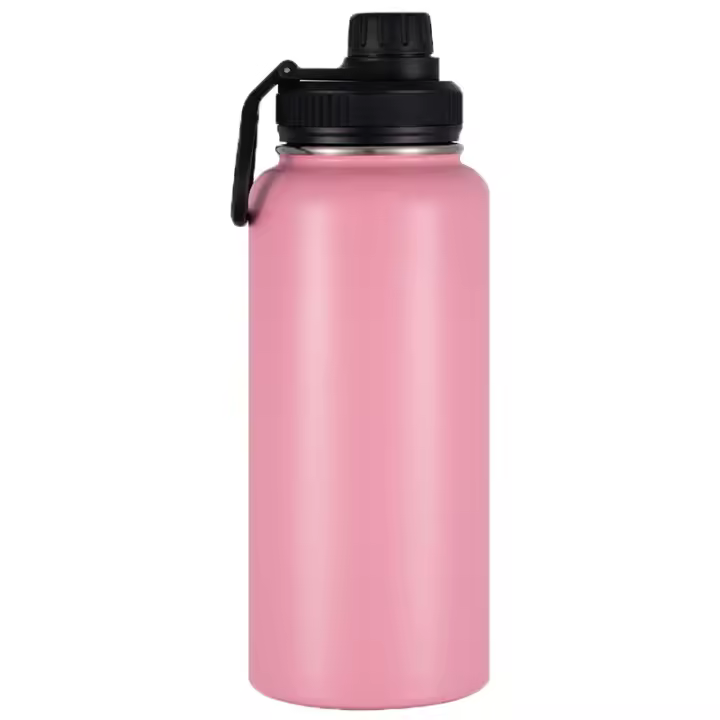 Botella de agua aislada en múltiples opciones de color para entusiastas del deporte Botella de agua de acero inoxidable Termo al vacío, rosa, bebida directa, 12 oz - 1