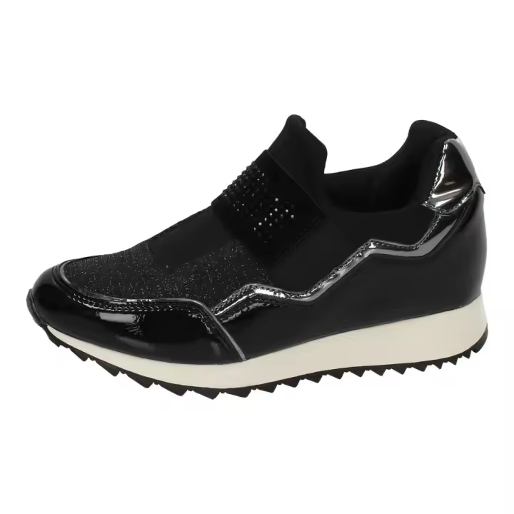 Deportivos marca B&W para mujer en color negro. REJILLA BRILLO - 1