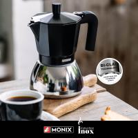 Monix Induction Inox Cafetera Italiana de Aluminio y Acero Inoxidable, 3 / 6 / 9 Tazas de Capacidad, Mango Termorresistente, Fácil de Lavar, Apta para Todo Tipo de Cocinas Incluida Inducción - Color Rojo y Negro - details 3