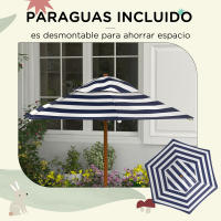 Outsunny Mesa de Picnic para Niños de Madera Mesa y 2 Bancos Infantiles con Sombrilla Extraíble para Jardín Patio 85,5x75x142,5 cm - details 1