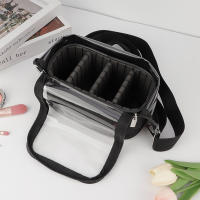 Bolso Portátil De PVC Para Maquillaje Gran Capacidad Transparente Semi-Transparente Estilo Exterior Organizador Diagonal Negro - details 8