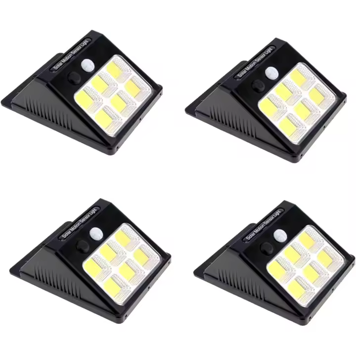 Euroxanty Set de Focos COB-LED Solares | Juego de 4 Lámparas de Exterior | Luces de Jardín con Sensor de Movimiento - 1