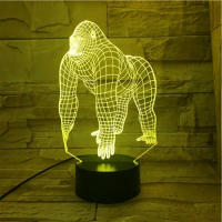Lámpara LED USB 3D De Animales Orangután Gorila Champanéez Con Control Remoto Cambio De Colores 16 Ilusión De Humor Decoración De Mesa Luz Nocturna - details 3