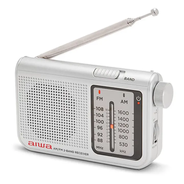 Aiwa RS-55 Plata - Radio Portátil de Alta Calidad de Sonido con Sintonizador Analógico y Antena FM Telescópica - 1
