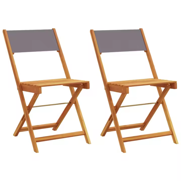 vidaXL Sillas de bistró 2 uds madera maciza acacia y tela antracita - 1