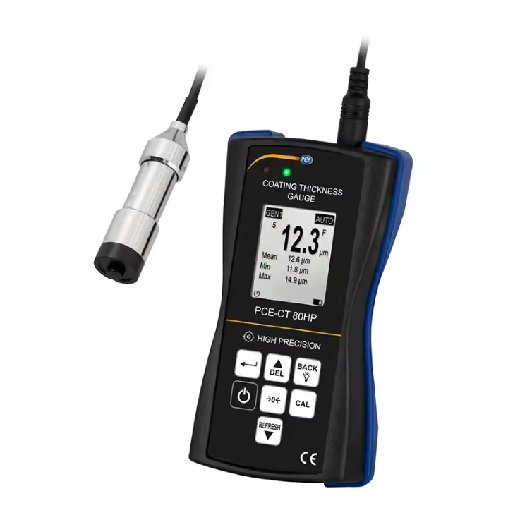 PCE Instruments Espesímetro de precisión / Sonda con ranura en V / Ajuste de valores límites / Carcasa robusta / Software / Memoria / Alta precisión PCE-CT 80HP-FN0D5 - 1