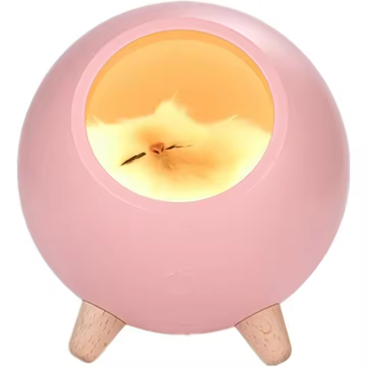 Ambiente para casa de gatos, carga USB pequeña L, con atenuación, luz de mesa de noche (rosa) - 1