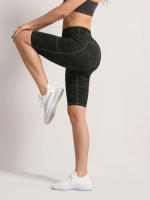 Shorts De Cintura Alta 2XXL Para Mujer En 16 Colores Estilo Fitness Con Bolsillos Y Compresión Ropa Deportiva Casual De Verano Nylon - details 40