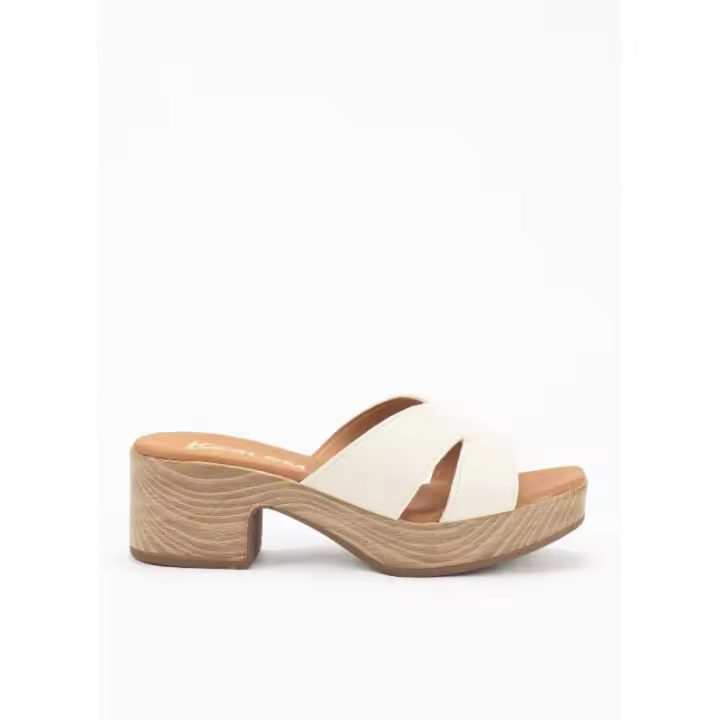 Zueco de Piel con Cuña para Mujer en Color Hielo - 1