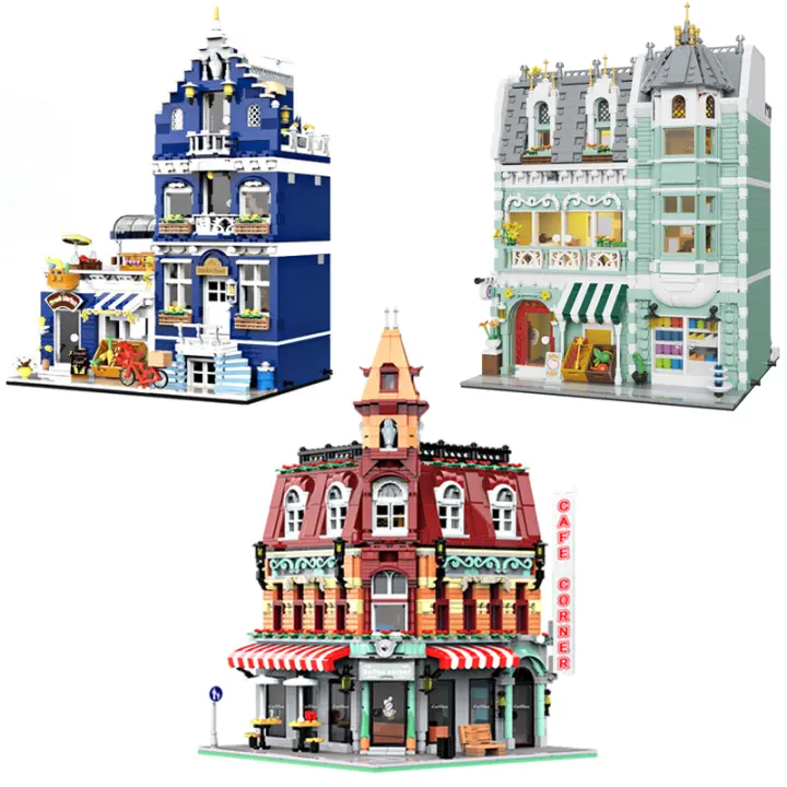 MINI Bloques De Construcción Para Niños Villa Tienda De La Calle Del Mercado Europeo Escena De La Vía Ciudad Juguete De Montaje Modelo De Casa - 1