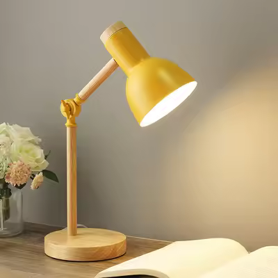 Lámpara de mesa, pequeña lámpara de mesa de madera, ajustable de madera, lámpara de noche de madera de tres colores, lámpara de mesa con protección para los ojos adecuada para dormitorios universitarios - 1