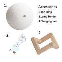 Lámpara De Luna Recargable 15cm 3D Impresión Luz De Noche LED Con Interruptor Táctil Decoración Para Dormitorio Colorido - details 6