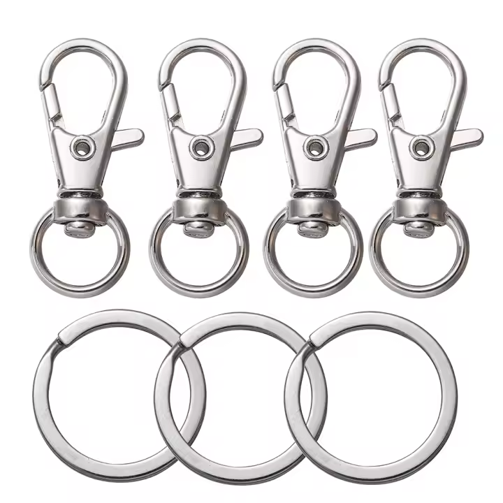 20Pcs Anillo De Llave Con Hebilla De Langosta Y Conectores Para Bolsos Cinturones Cadena De Perro Joyería DIY Accesorios Metálicos De Aleación De Zinc Clásicos Unisex - 1