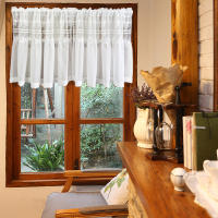 Cortinas De Encaje Blancas Transparentes Para Cocina Y Estudio Decoración De Ventanas Pequeñas Estilo Rustico Cortinas Para Puerta De Cocina - details 1