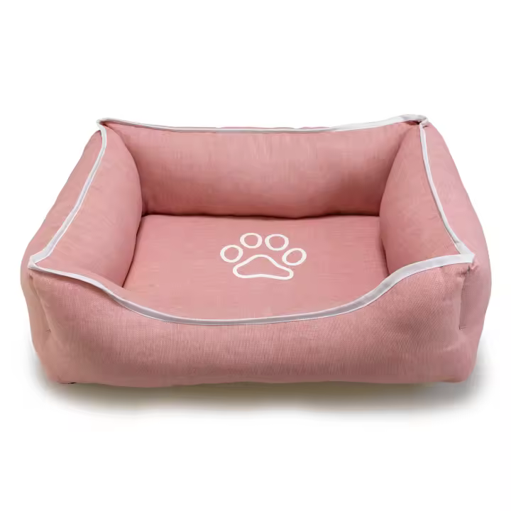 Cama Cama cuadrada  Rosa con Huella y Ribete 85x68x21cm - 1