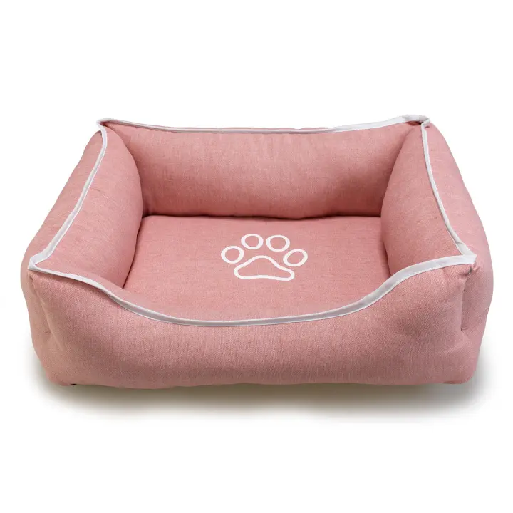 Cama Cama cuadrada  Rosa con Huella y Ribete 85x68x21cm - 1