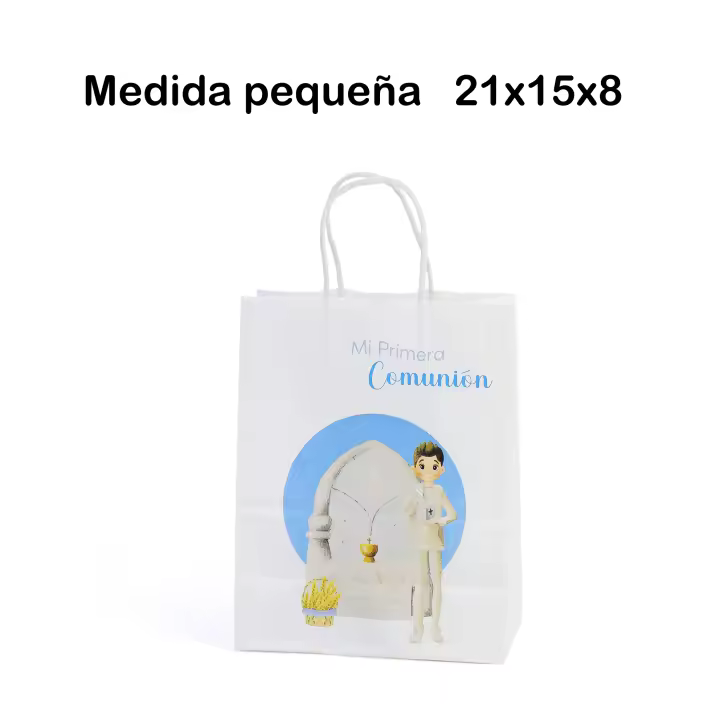 Pack de 12 a 42 unidades de Bolsas de papel, Bolsas de regalo, Detalles de para los invitados, Comunion niña, comunion niño, Recuerdos de primera comunión, paper bag, Regalos oringales para invitados,  Regalantes.com - 1