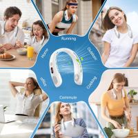 Ventilador de Cuello,Portátil Mini Ventilador Cuello,Ventilador USB Recargable Bateria Silencioso Sin Aspas con LCD,Flujo de Aire 360°,3 Velocidades,Regalo para Mujeres,Hombres(Blanco) - details 0