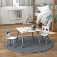 ZONEKIZ Mesa y Sillas Infantiles de 3 Piezas Mesa Infantil con 2 Sillas Juego de Muebles para Actividades para Niños de 3-8 Años para Dormitorio Sala de Juegos Gris y Blanco - details 1